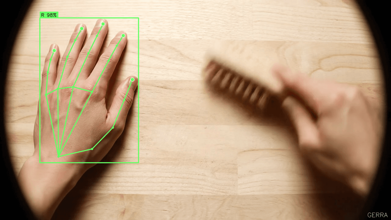 Surface Cleaning, a generated frame with the estimated body pose drawn over it
