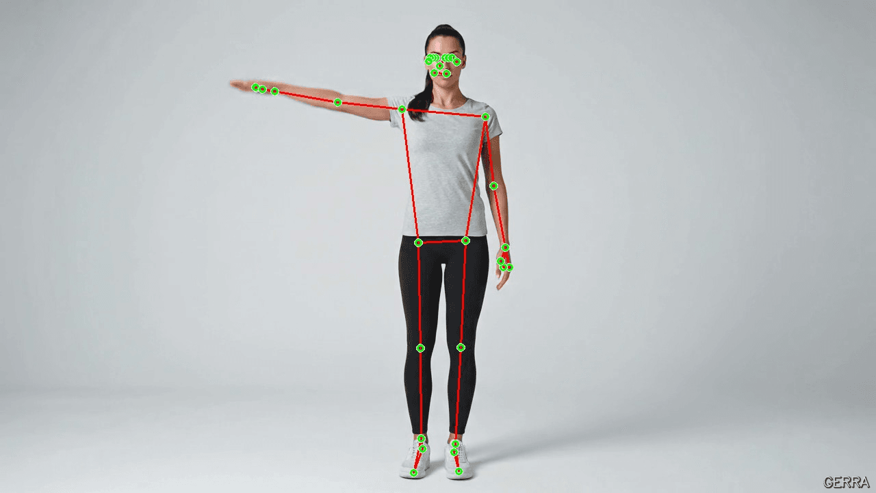 Arm Extension, a generated frame with the estimated body pose drawn over it