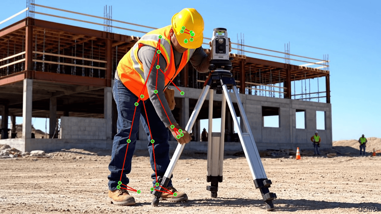 Leveling Tripod, a generated frame with the estimated body pose drawn over it